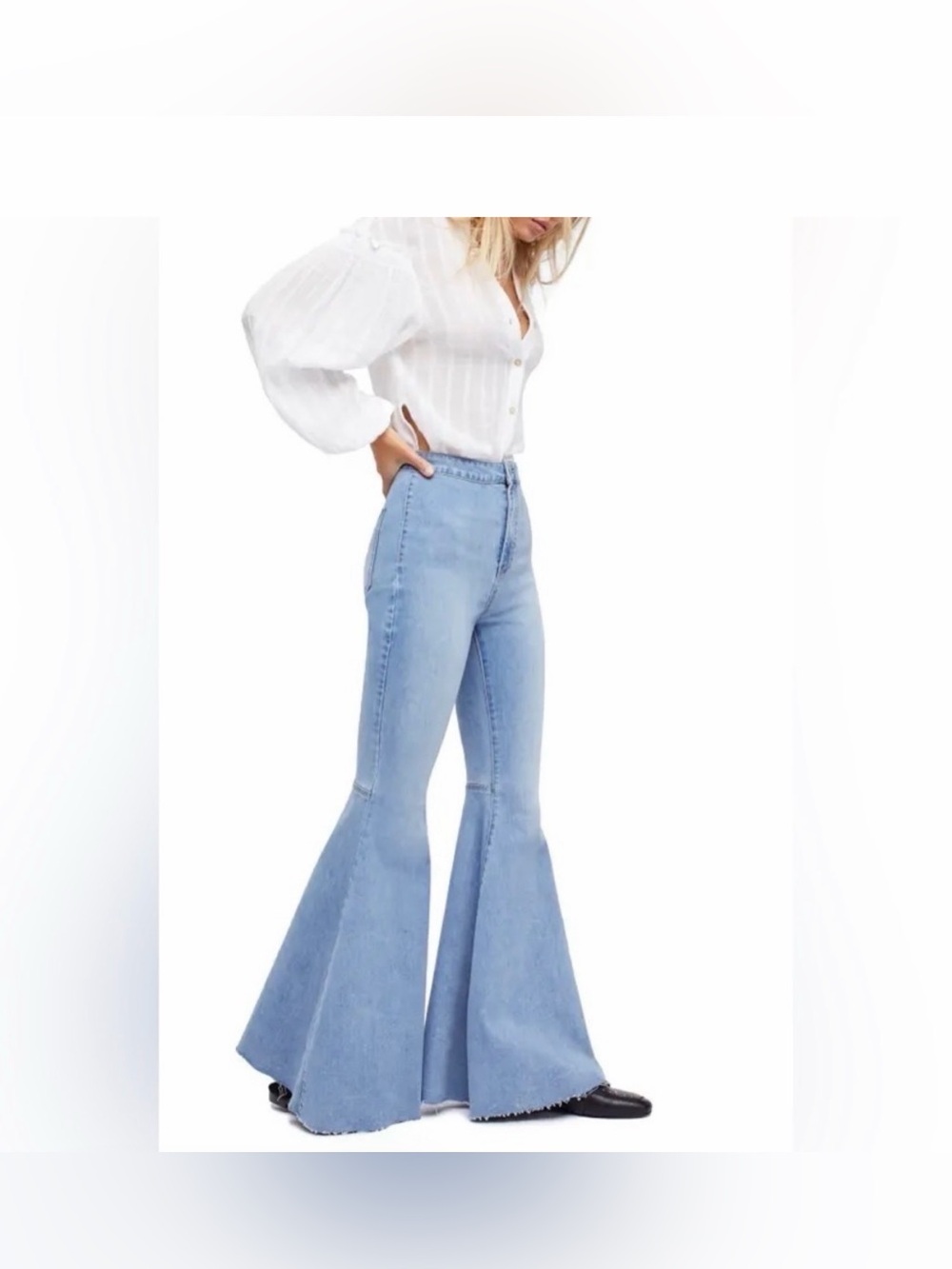We The Free Light Blue High-Rise Flare Jeans